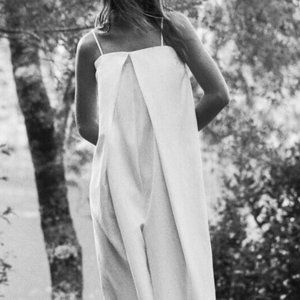 Zara strapless white linen blend jumpsuit